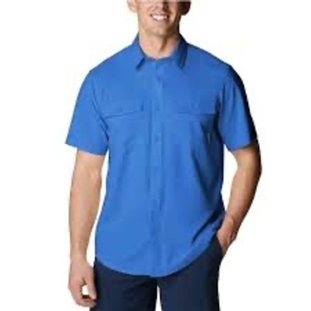 Columbia Mens Silver Ridge Lite Short Sleeve Shirt Blue UPF 40 XXL